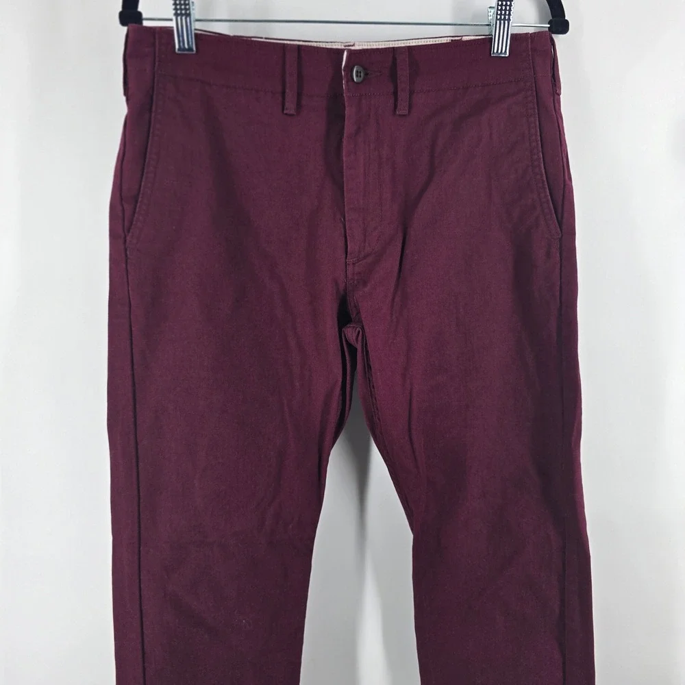 Levis Chino Pants Mens 32x27 Burgundy Straight Leg Cotton Twill Casual Trousers